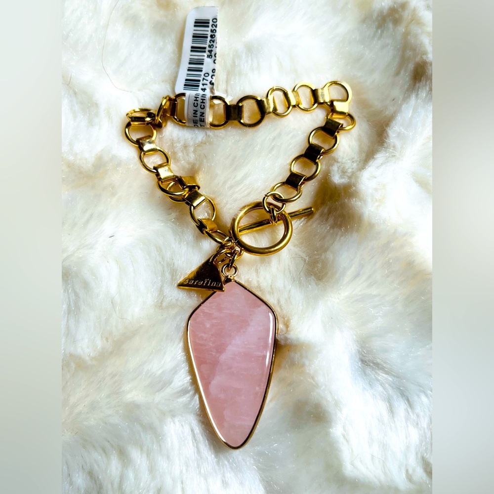Anthropologie gold tone pink charm bracelet NWT